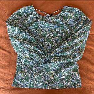 J. Crew x Liberty Green Floral Blouse